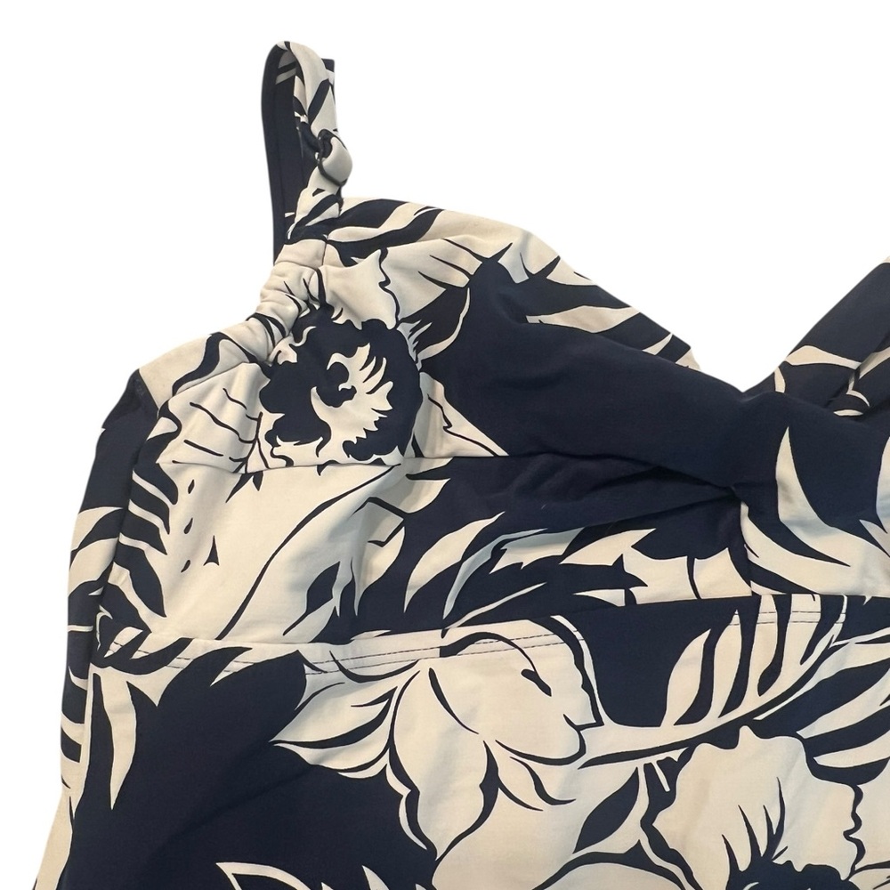 Beach House One Piece Swimsuit Swim-dress Size 16 Navy White Floral - Picture 5 of 8
